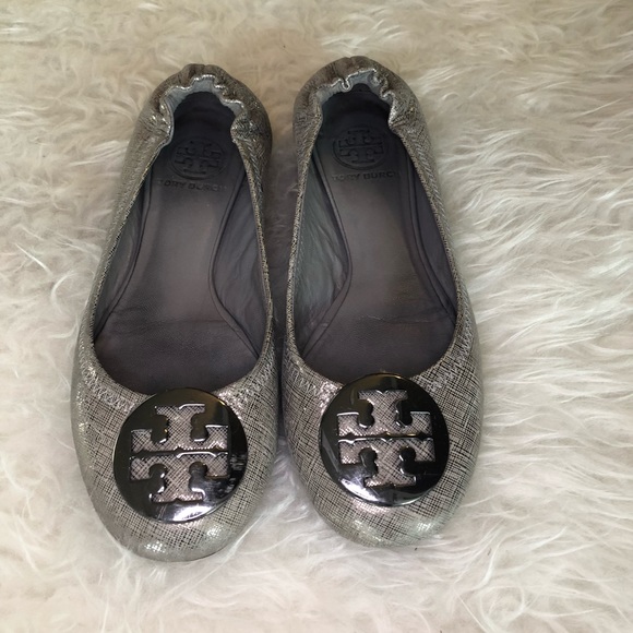 Tory Burch Shoes - Tory Burch Silver Ballet Flats